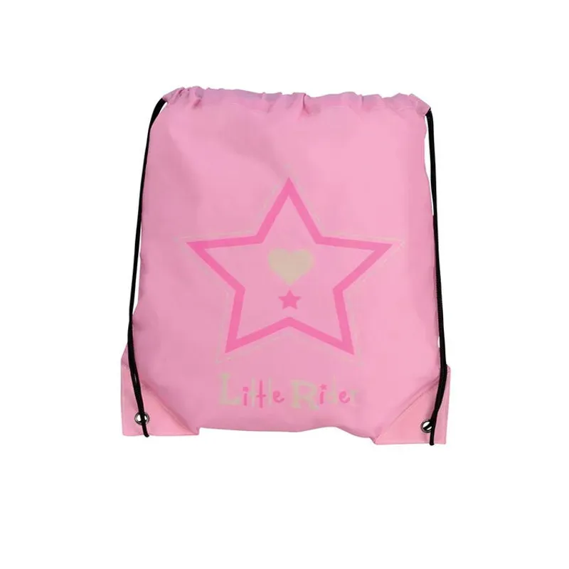 Little Rider 33 x 43cm Riding Star Drawstring Bag in Begonia Pink
