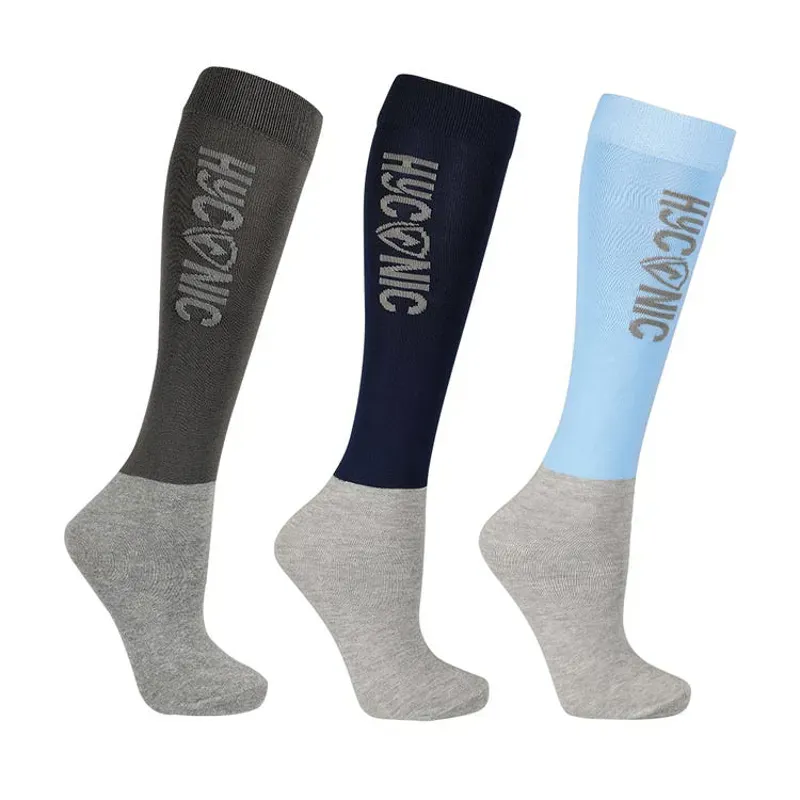 Hy Equestrian Pack Of 3 Childs 8-12 HYCONIC Socks in Blue