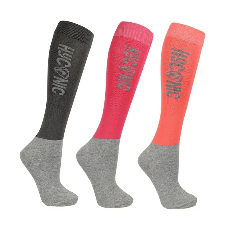Hy Equestrian Pack Of 3 Childs 8-12 HYCONIC Socks in Pink
