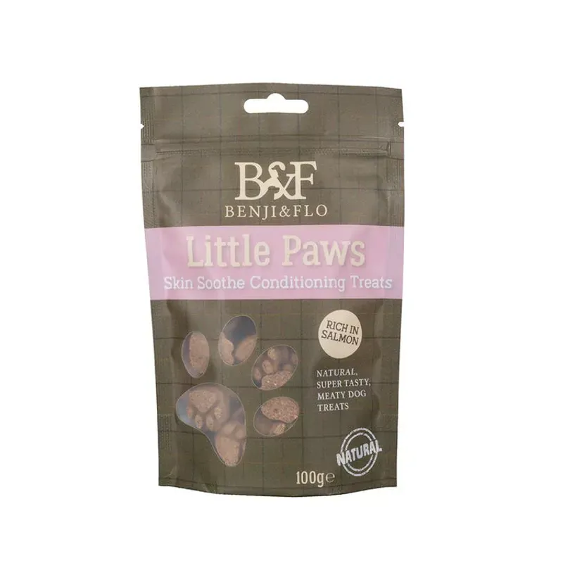 Benji and Flo 100g Little Paws Skin Soothe Conditioning Salmon Treats in Brown