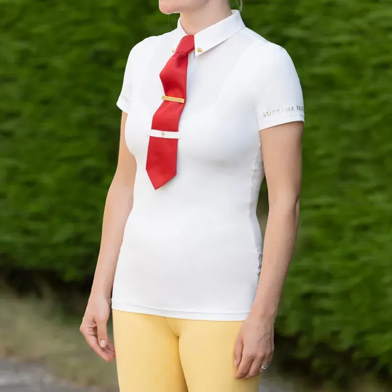 Supreme Products Short Sleeve Champion Show Rider Competition Shirt With Zip in Cream/Cream