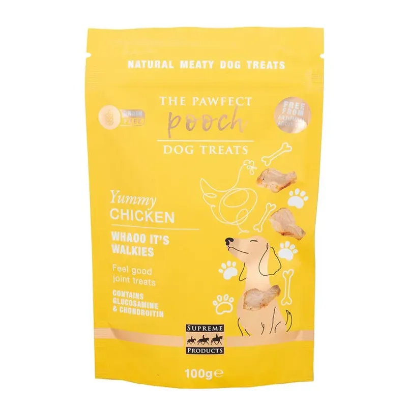 Supreme Products 100g Pawfect Pooch Wahoo It's Walkies Feel Good Joint Treats in Yellow