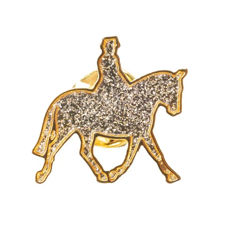 Supreme Products Glitz and Glam Horse and Rider Tie Pin in Gold/Silver
