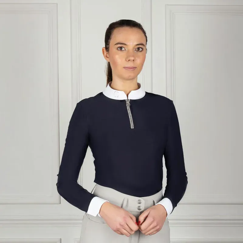 Coldstream Long Sleeve Elrick Show Shirt in Navy