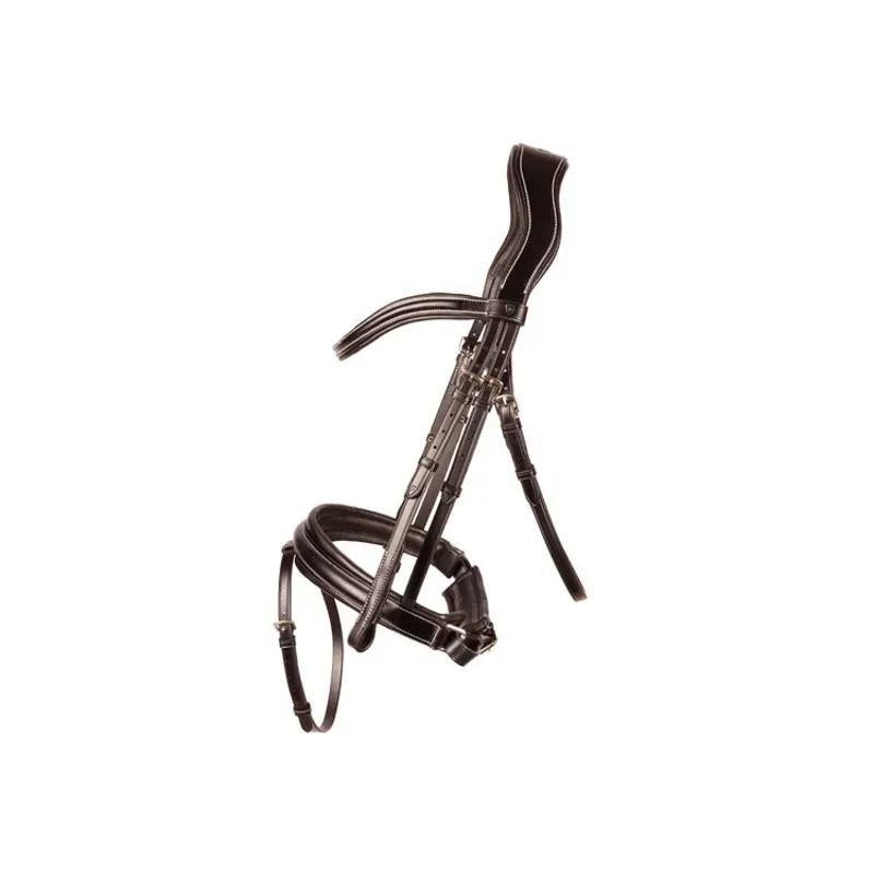 Hy Equestrian ProPresicce Pelle Crank Leather Bridle in Brown/Brass Hardware