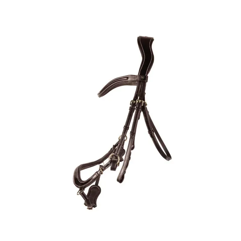 Hy Equestrian ProPresicce Pelle Drop Leather Bridle in Brown/Brass Hardware