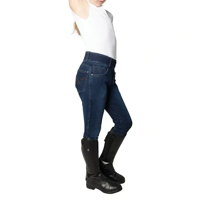 Hy Equestrian Mizs Elevate Style Denim Breeches in Dark Blue-1
