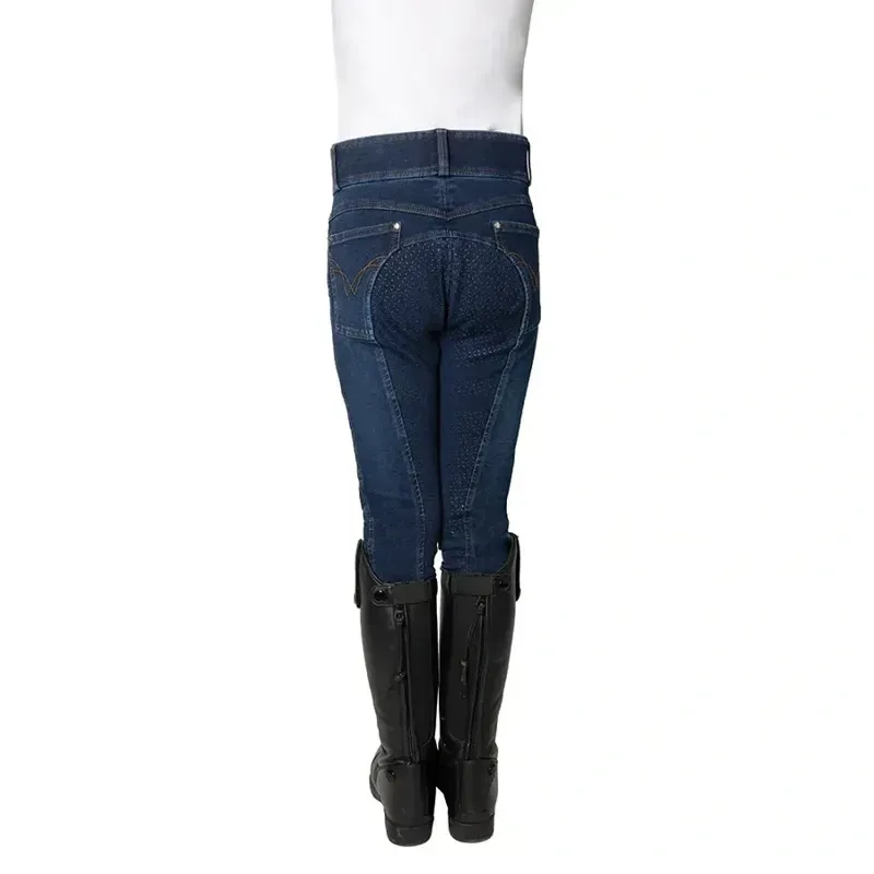 Hy Equestrian Mizs Elevate Style Denim Breeches in Dark Blue-2