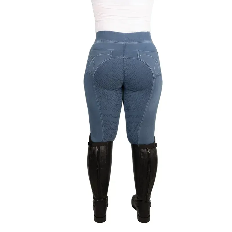 Hy Equestrian Elevate Chambray Denim Tights in Blue-2