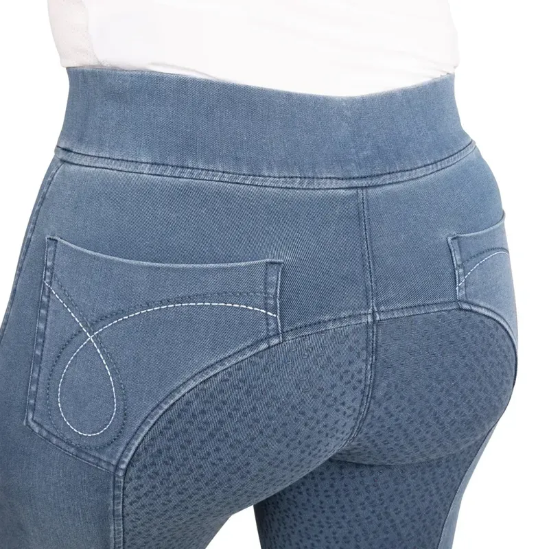 Hy Equestrian Elevate Chambray Denim Tights in Blue-5