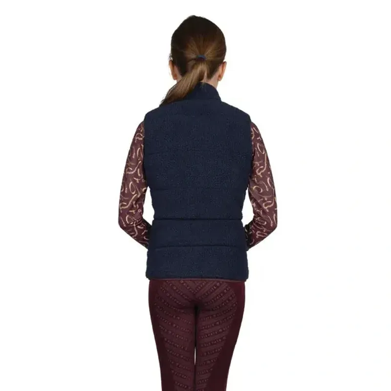 Hy Equestrian Mizs Elevate Heritage Teddy Fleece Gilet in Navy-2