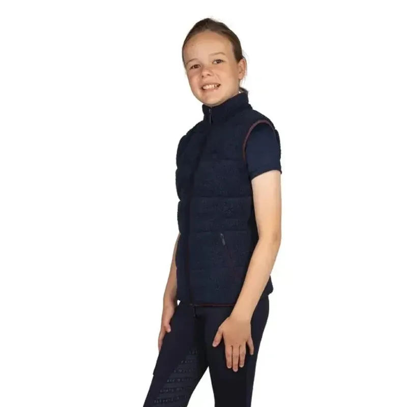 Hy Equestrian Mizs Elevate Heritage Teddy Fleece Gilet in Navy-1