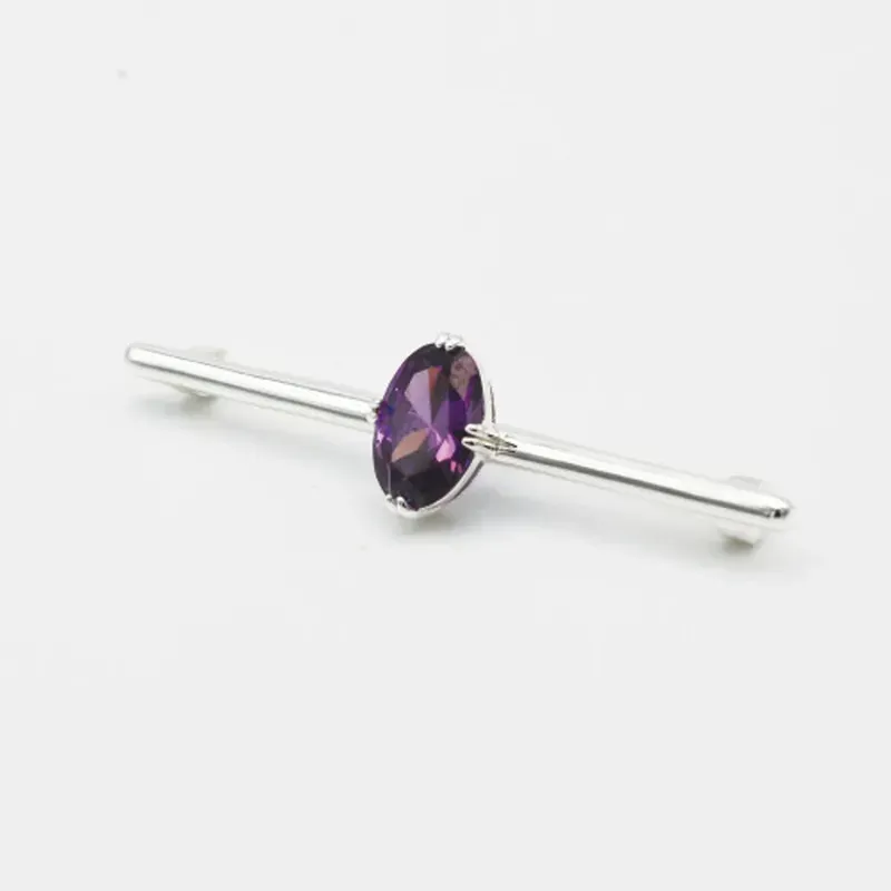 Equetech One Size Deluxe Amethyst Stock Pin in Silver