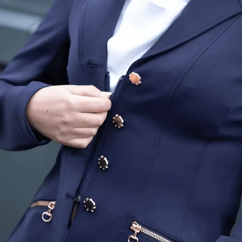 Equetech Crystal Showerproof Competition Jacket in Navy/Rose Gold-3
