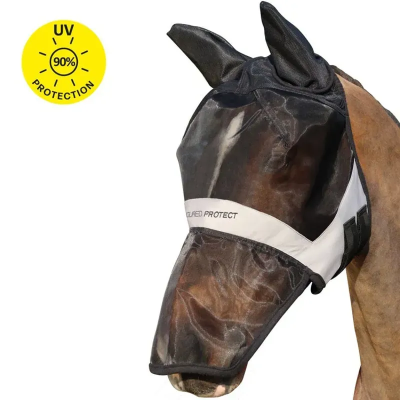 Hy Equestrian Armoured Protect Full Mask with Ears and Nose in Black