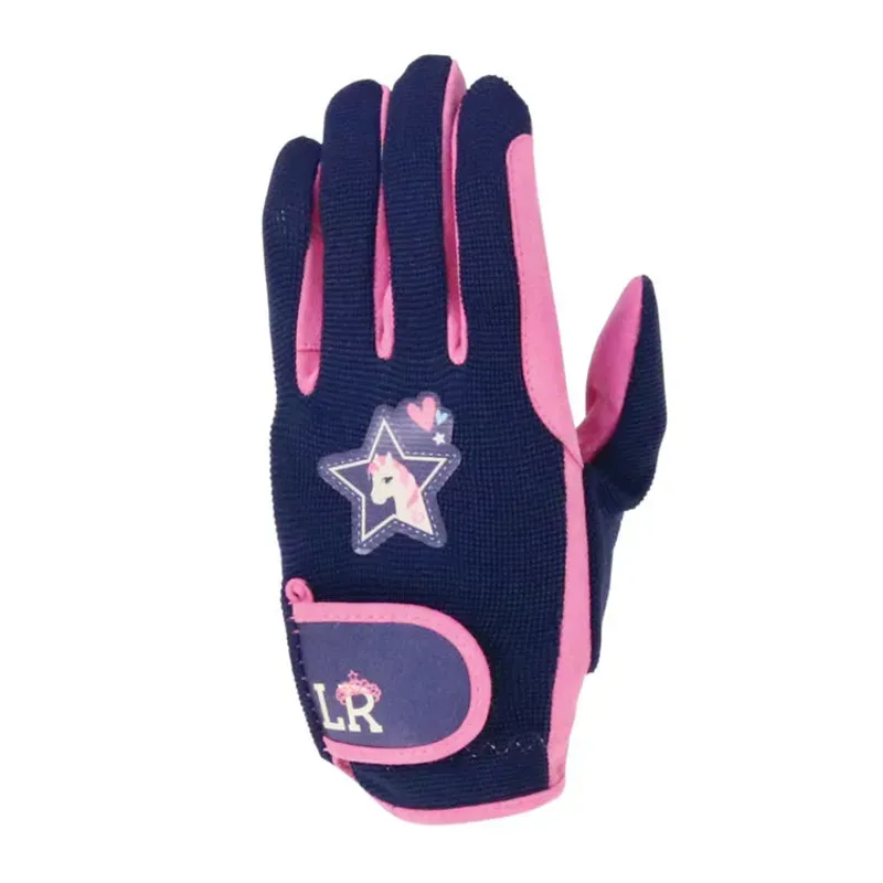Little Rider Childs I Love My Pony Collection Gloves in Navy/Pink