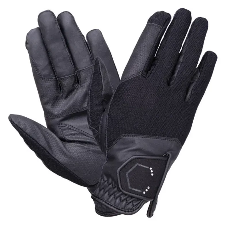 Coldstream Blakelaw Diamante Riding Gloves in Black/Silver