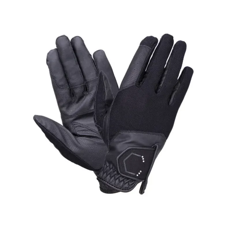 Coldstream Childs Next Generation Blakelaw Diamante Riding Gloves in Black/Silver