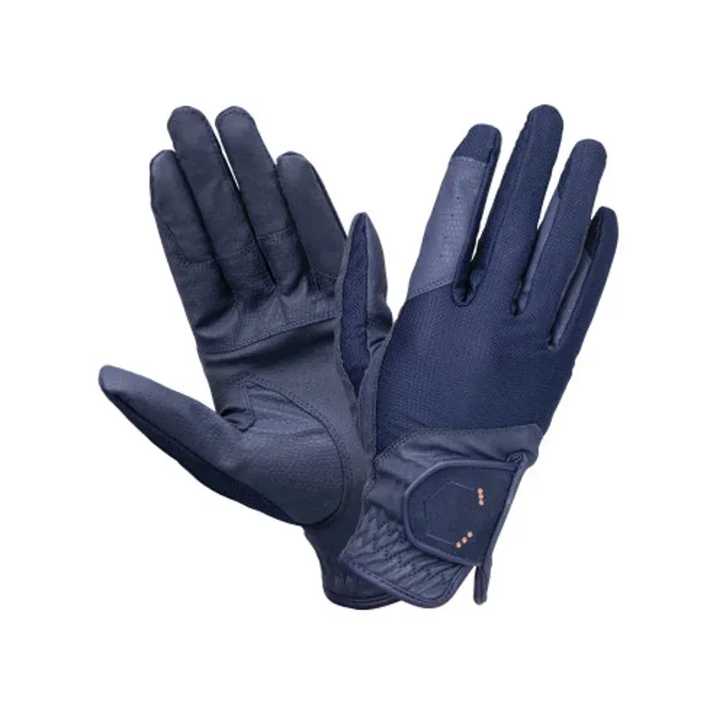 Coldstream Childs Next Generation Blakelaw Diamante Riding Gloves in Navy/Rose Gold