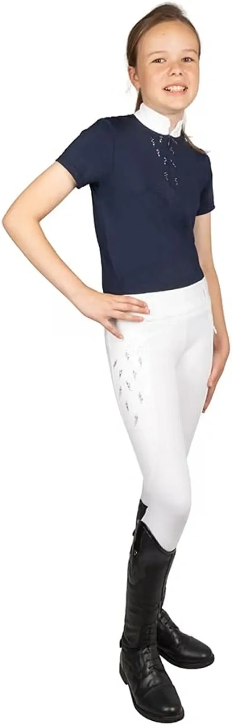 Hy Equestrian Children's Roka Reign Riding Tights in White