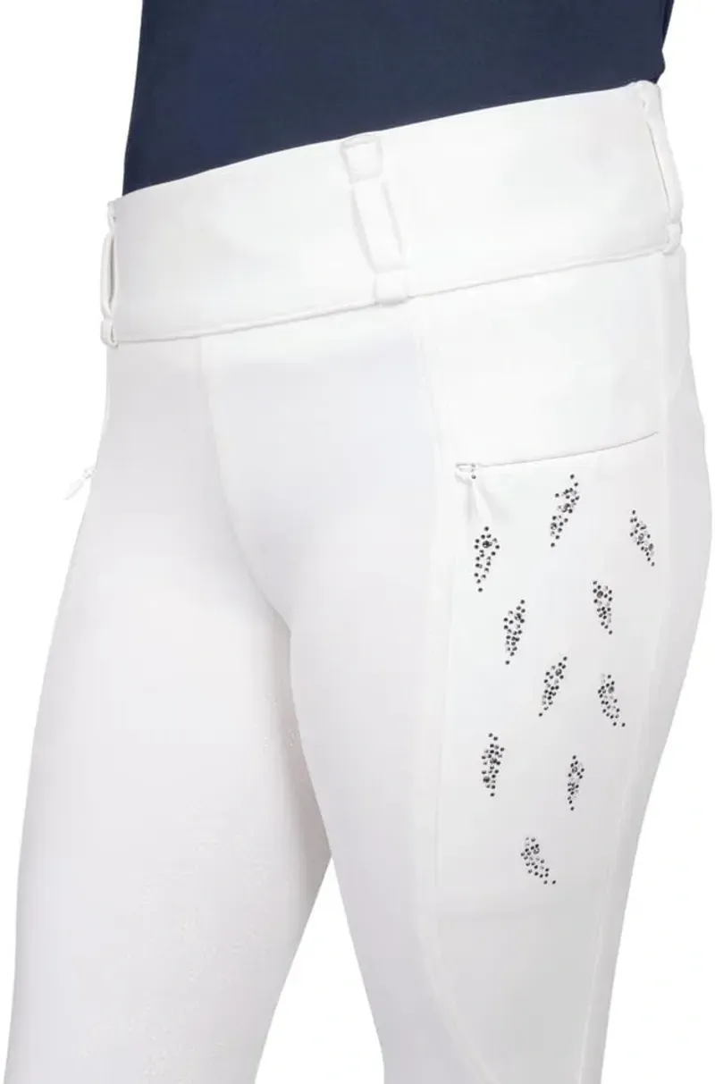 Hy Equestrian Children's Roka Reign Riding Tights in White-3