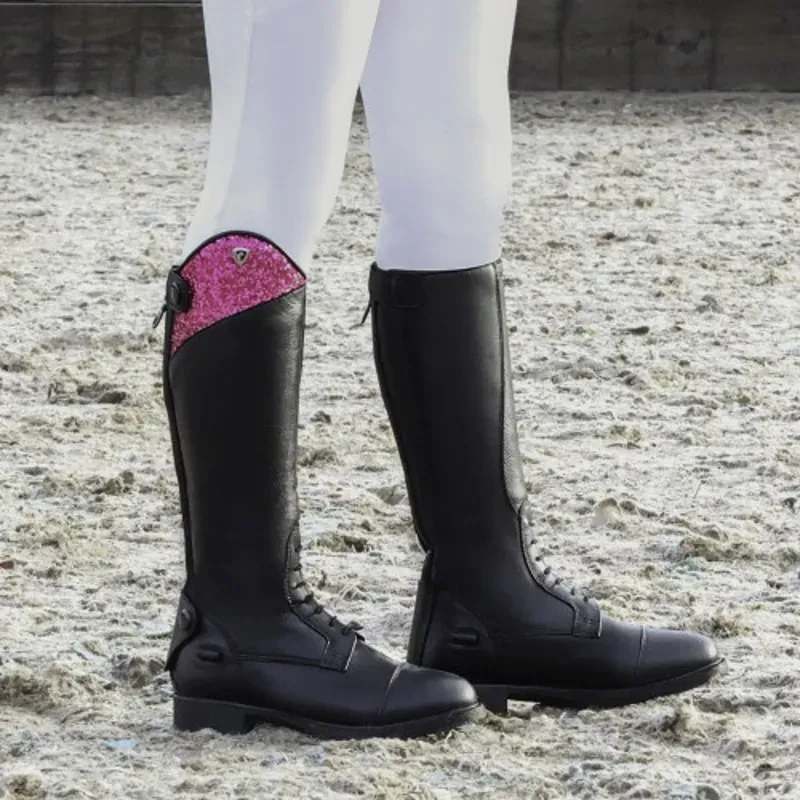 Hy Equestrian Childs Eren Riding Boots in Black/Pink-2