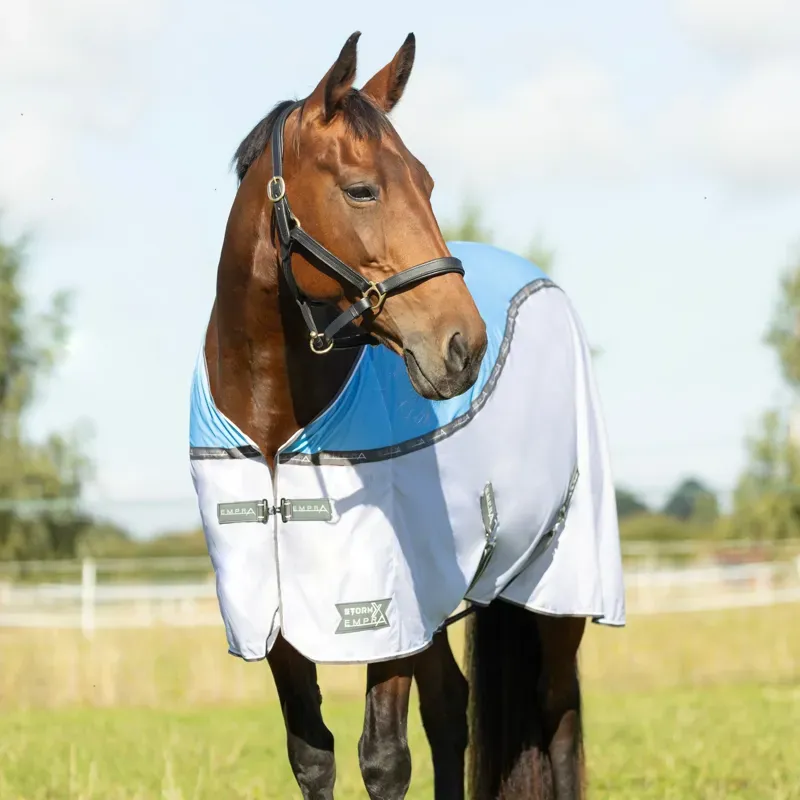 Hy Equestrian StormX Empra MeshX Cooler Rug in Light Blue/Grey-1