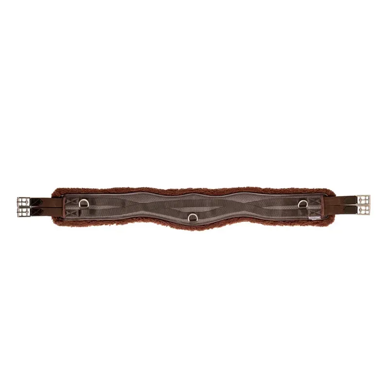 Hy Equestrian Fleece Lined GP/Jumping Contoured Girth in Brown/Brown