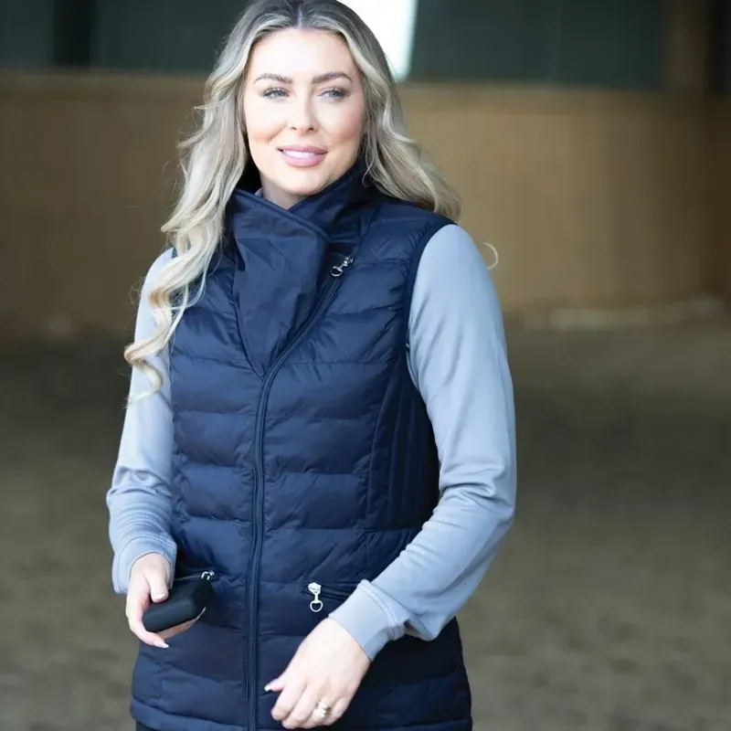 Equetech Inferno Asymmetrical Heated Gilet in Navy-2