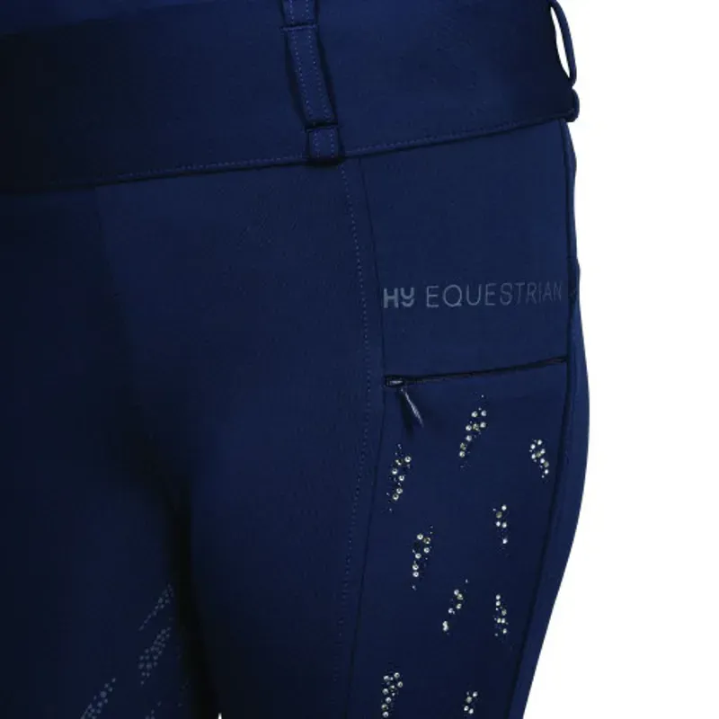 Hy Equestrian Children's Roka Reign Riding Tights in Navy-2