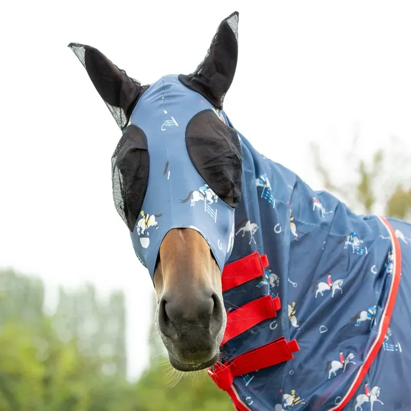 Hy Equestrian Lycra Competition Ready Fly Mask in Navy