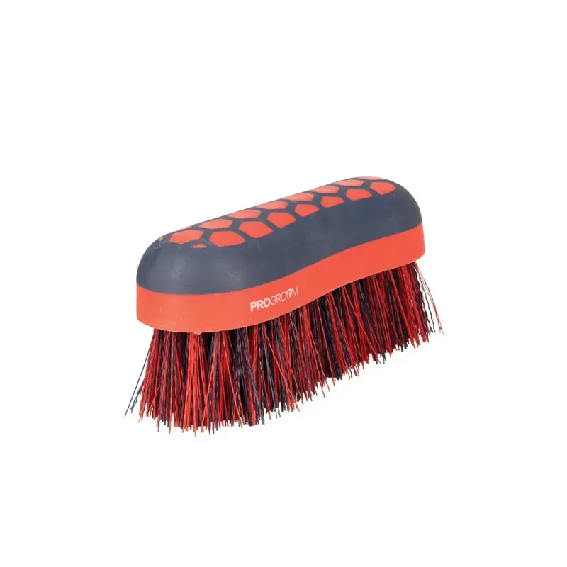 Hy Equestrian 17.5 x 6.5cm ProGroom Hex Dandy Brush in Navy/Red