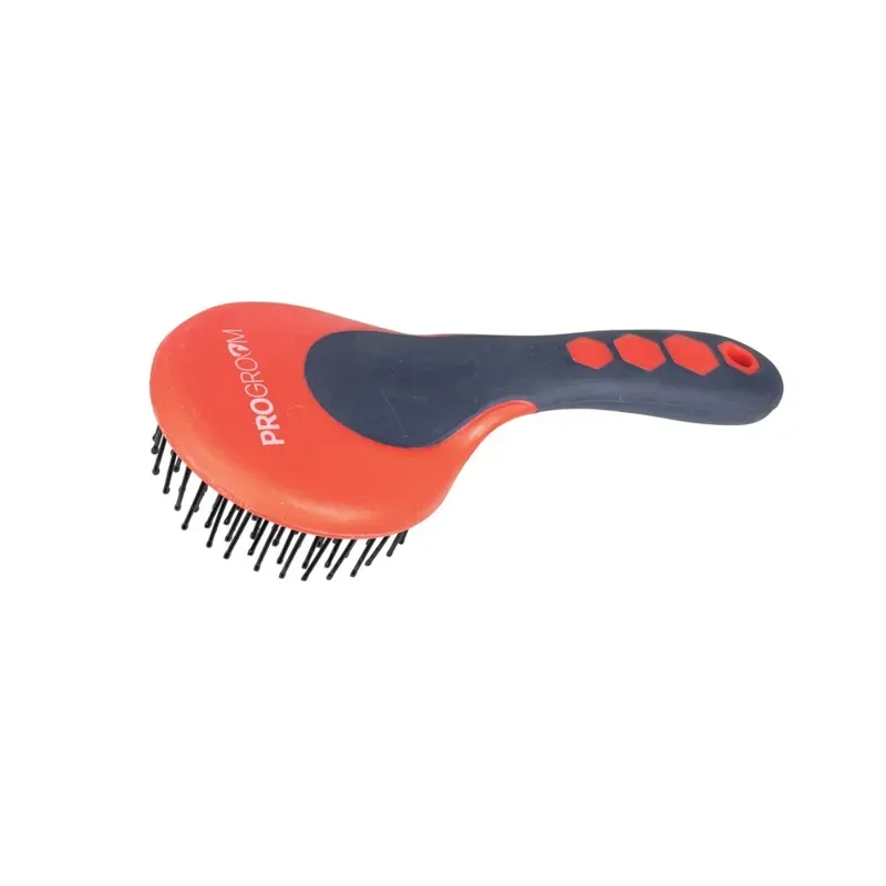 Hy Equestrian 21.5 x 10cm ProGroom Hex Mane and Tail Brush in Navy/Red