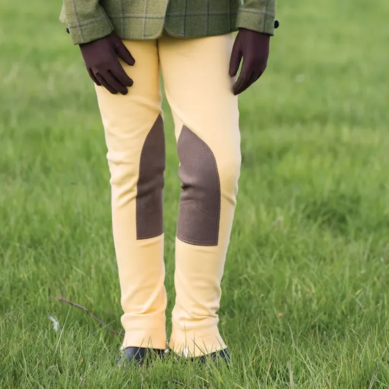 Equetech Junior Deluxe Prima Jodhpurs in Canary/Fawn-1