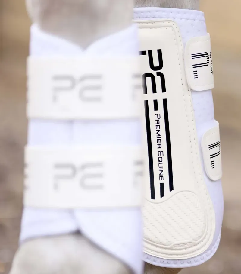 Premier Equine Small Air Velox Single Locking Brushing Boots in White-1