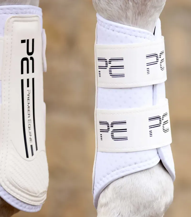Premier Equine X-Large Air Velox Single Locking Brushing Boots in White-2