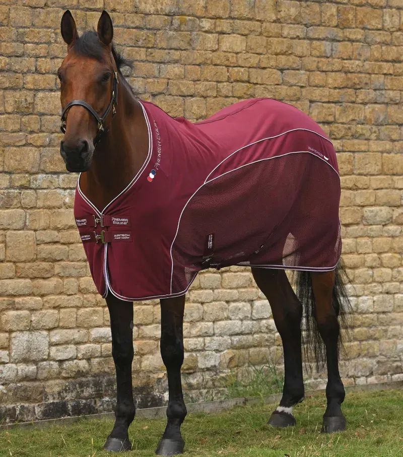 Premier Equine 5'6 Airtech Mesh Horse Cooler Rug in Burgundy
