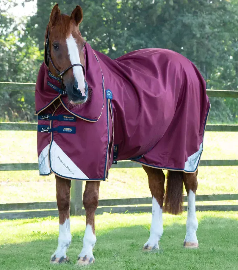 Premier Equine Akoni 0g Turnout Rug With Classic Neck Cover in Wine