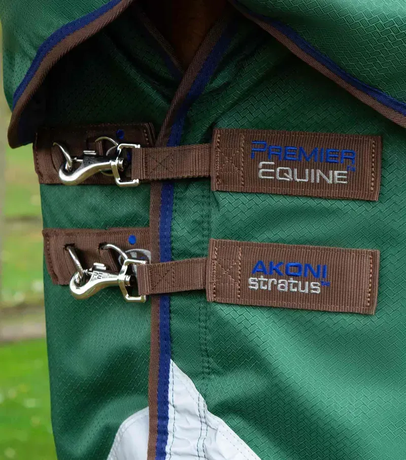 Premier Equine Akoni 0g Turnout Rug With Classic Neck Cover in Green-3