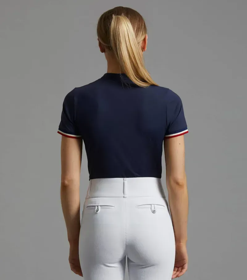 Premier Equine Ladies Allegra Short Sleeve Riding Top in Navy-2