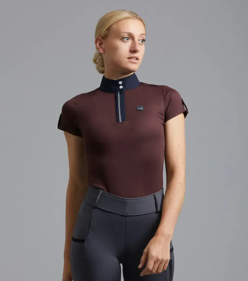 WI - Premier Equine Ladies Amia Technical Short Sleeve Riding Top in Navy