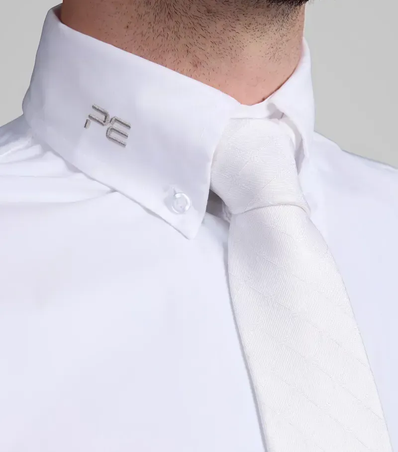 Premier Equine Mens Andate Long Sleeve Show Shirt in White-2
