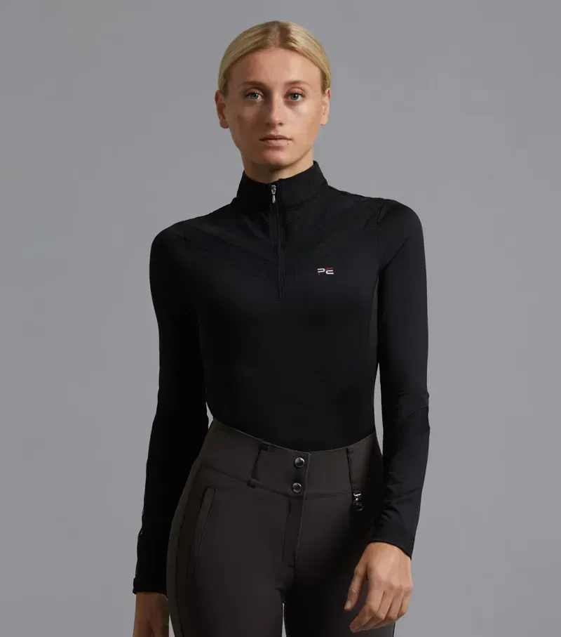 Premier Equine Ladies Arclos Technical Long Sleeve Riding Top in Black