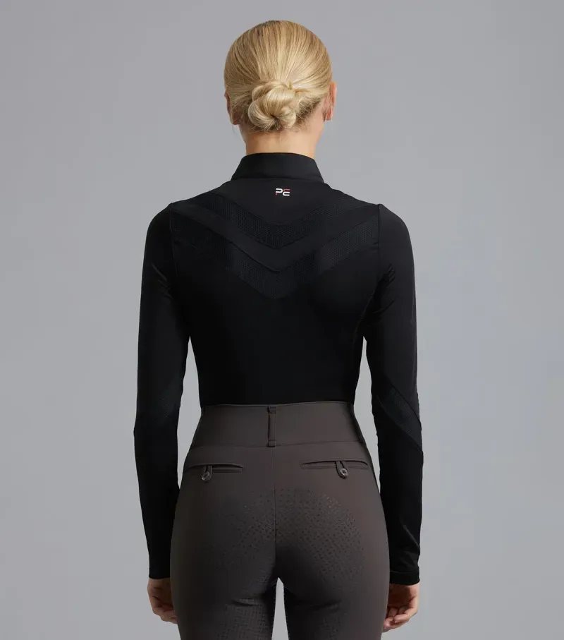 Premier Equine Ladies Arclos Technical Long Sleeve Riding Top in Black-2