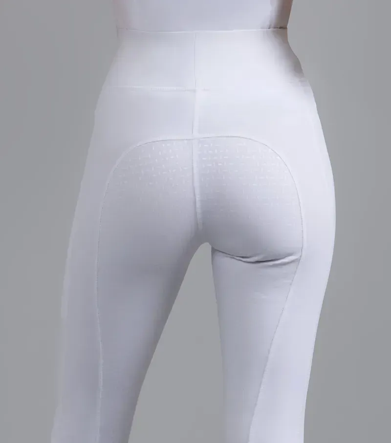 Premier Equine Ladies Aresso Full Seat Gel Riding Tights in White-2