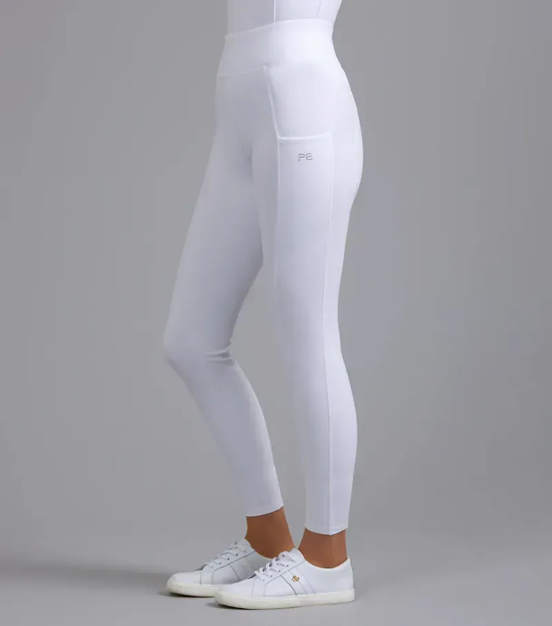 Premier Equine Ladies Aresso Full Seat Gel Riding Tights in White-4