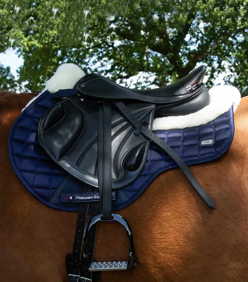 Premier Equine Atlantis CC Satin Wool GP/Jump Square in Navy/Natural-1