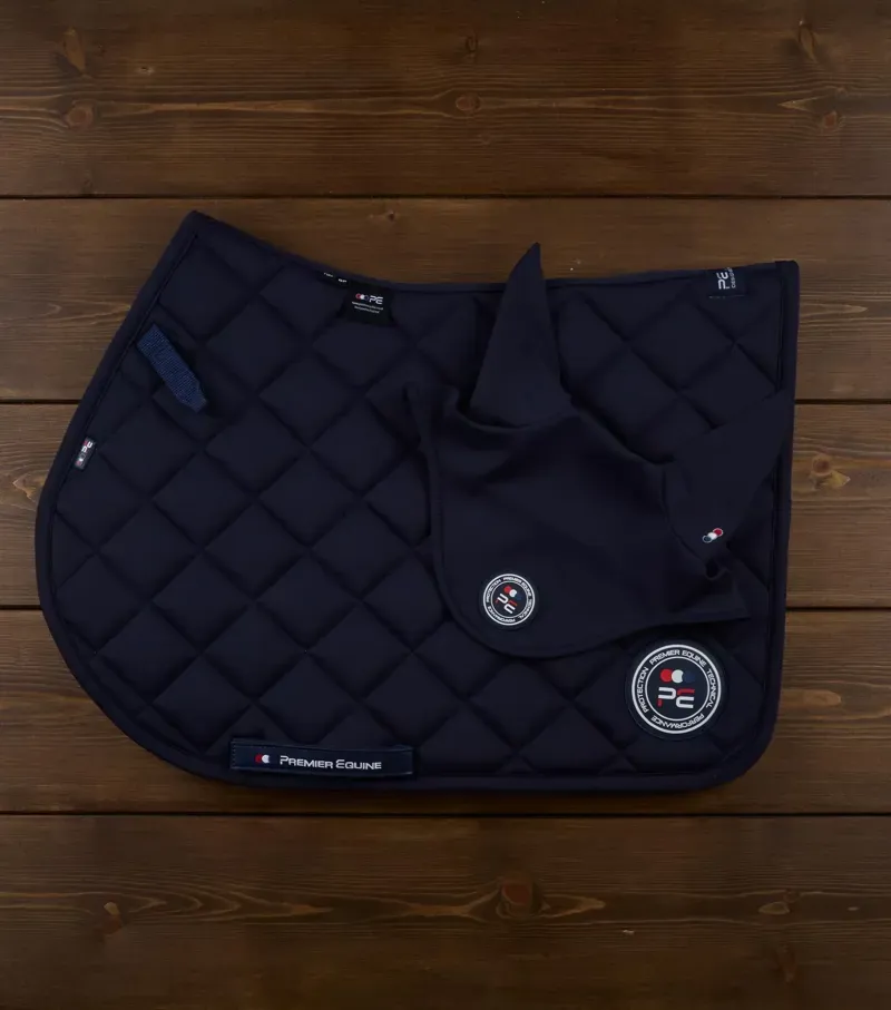 Premier Equine Full Atlas Close Contact GP/Jump Square in Navy-5