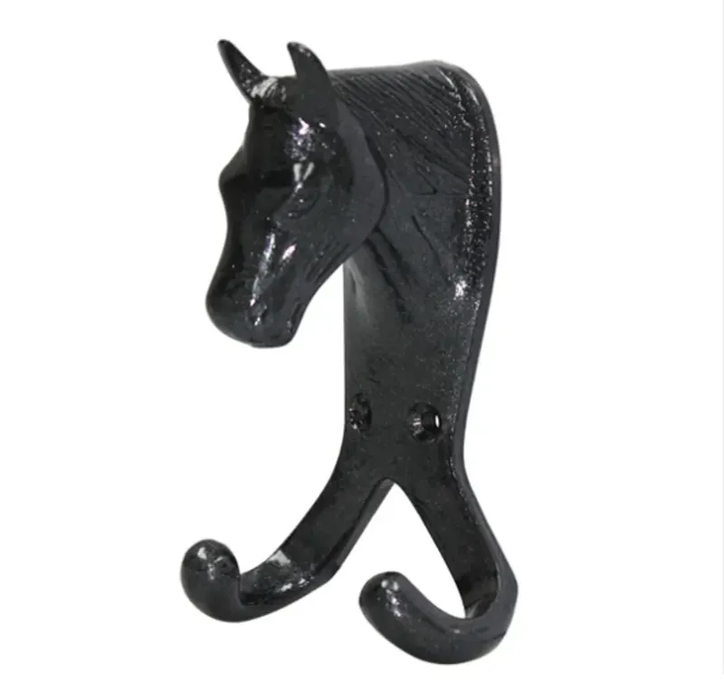Perry Equestrian Horse Head Double Stable/Wall Hook in Black
