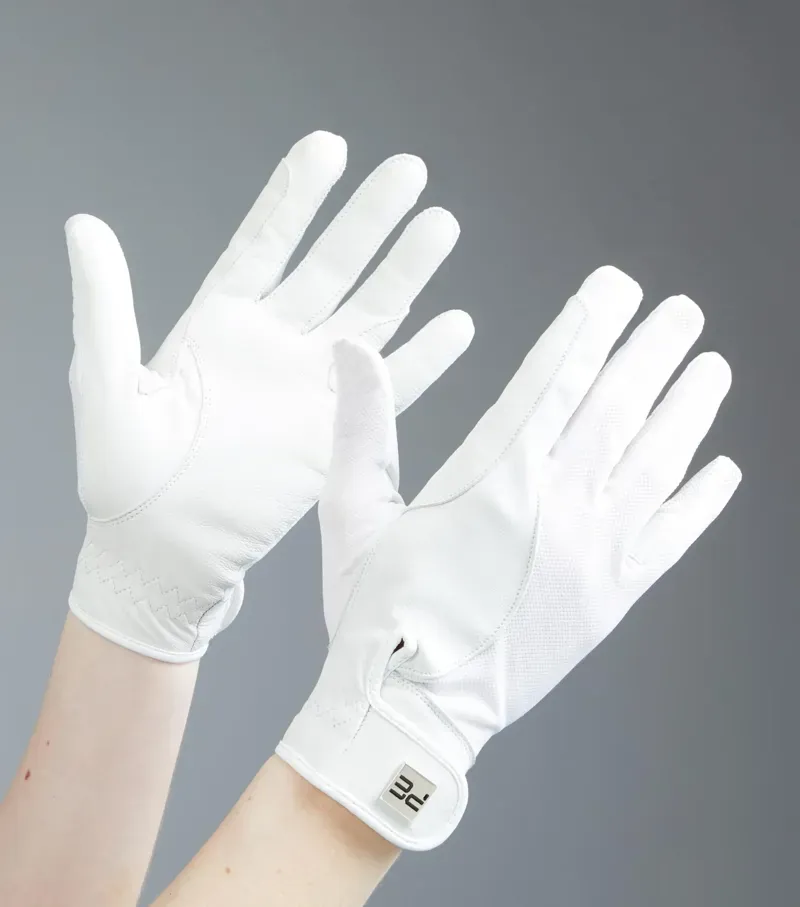 Premier Equine Bordoni Leather Mesh Riding Gloves in White
